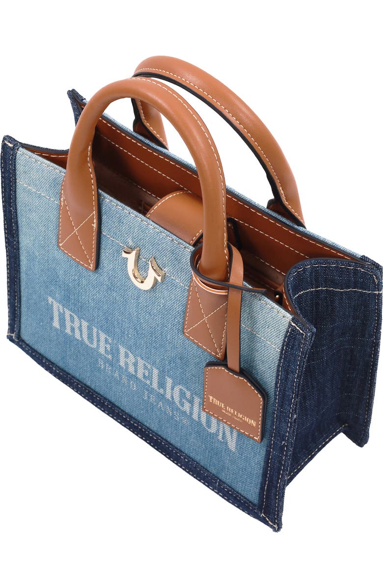 True Religion Modern Edge Denim Tote Bag, Alternate, color, Light Blue