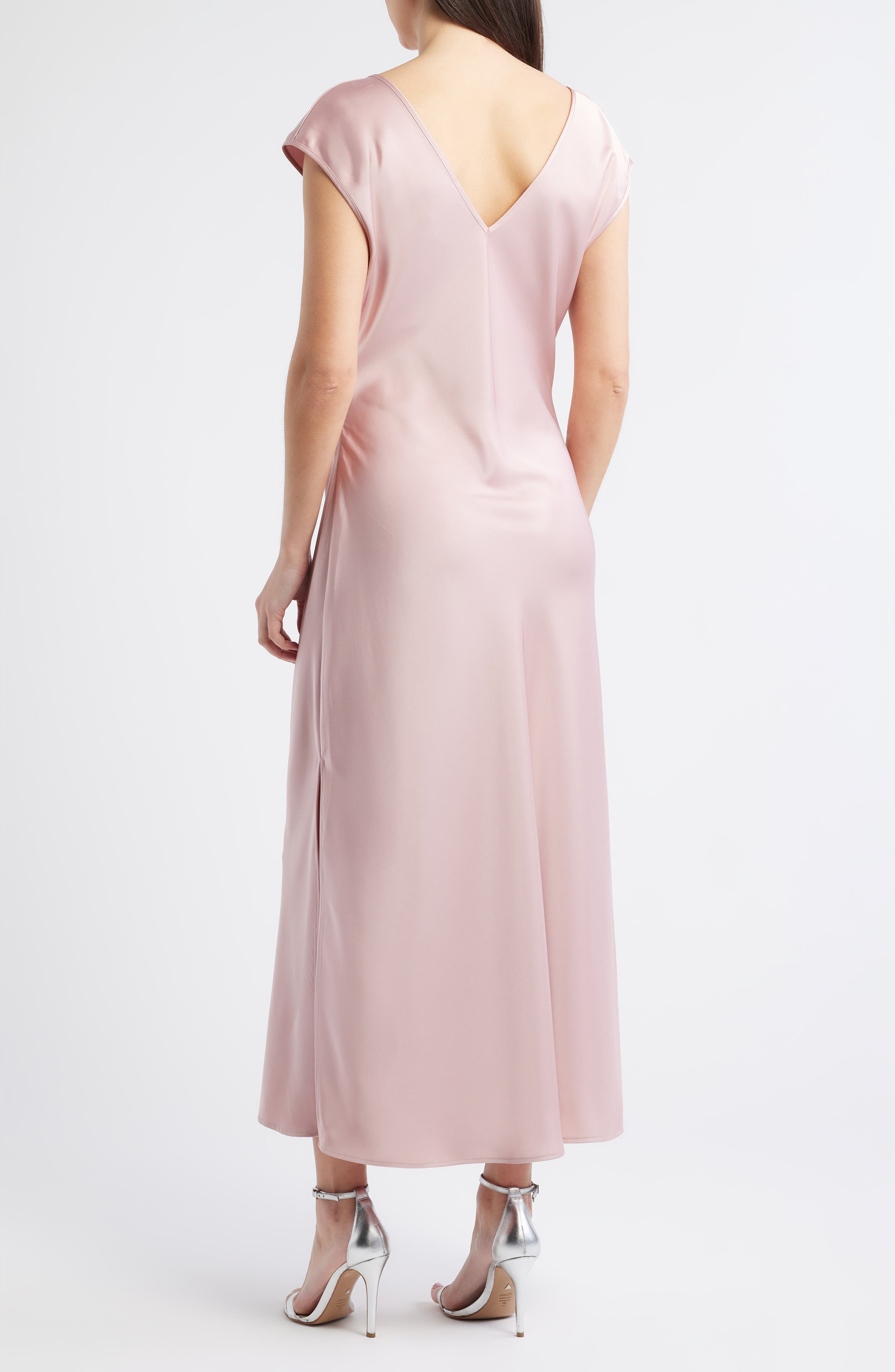 Side Ruched Satin Maxi Dress - image 4