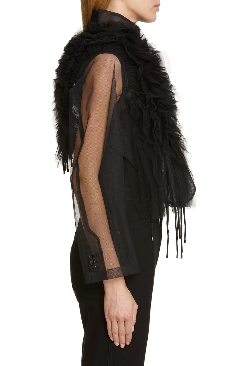 Ruffle Tulle Jacket, Alternate, color, BLACK