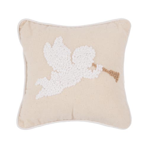 C & F Home C&f Home White Singing Angel With Gold Horn On Biege Background French Knot Small/petite Accent Pill In Neutral