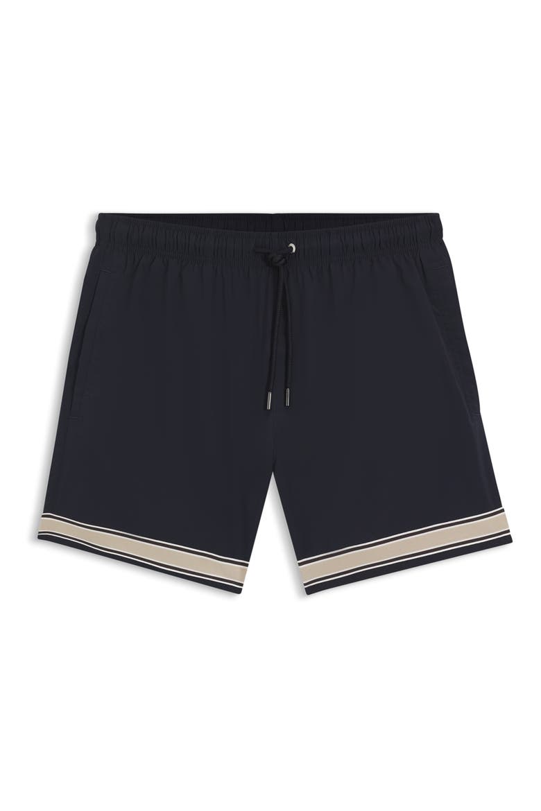 Resort Tape Swim Trunks, Alternate, color, DARK BLUE