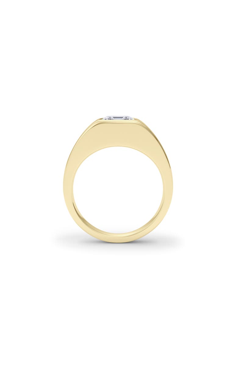 HauteCarat Men's Asscher Cut Lab Created Diamond Signet Ring, Alternate, color, 2.00 Ctw 18K Yellow Gold