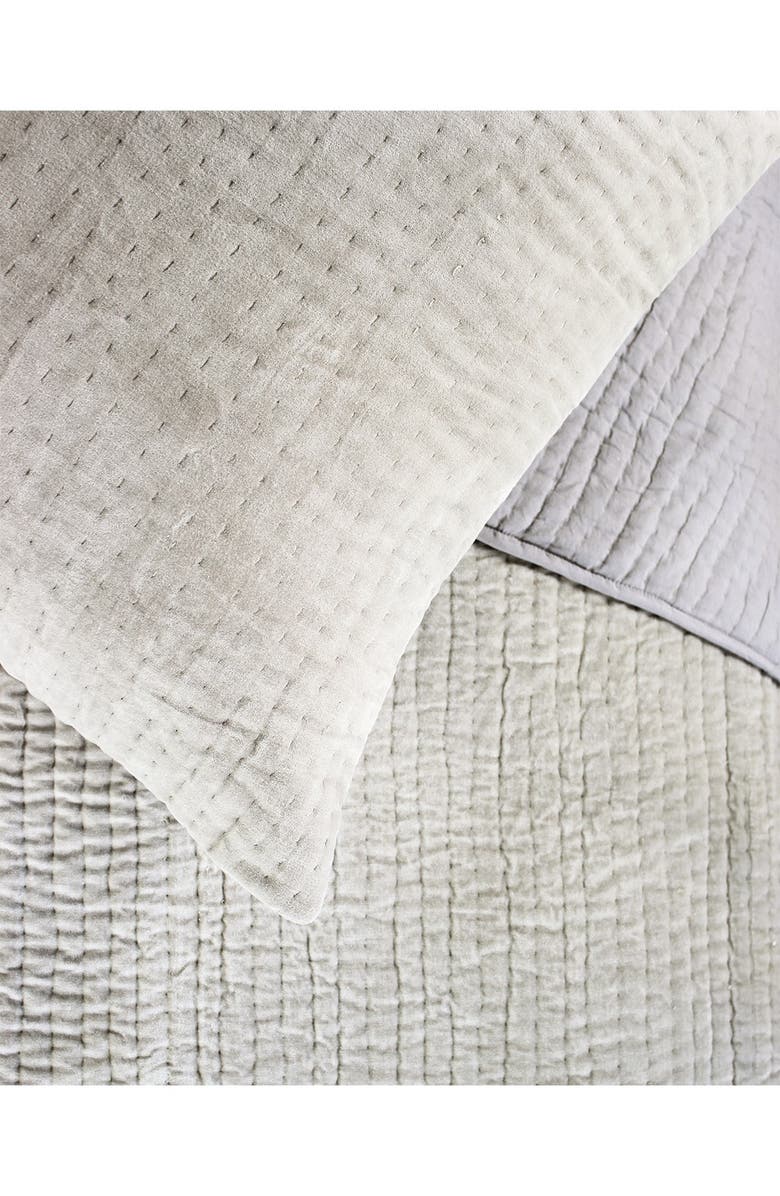 MELANGE HOME Tamara Velour Quilt 3-Piece Set, Alternate, color, Light Grey