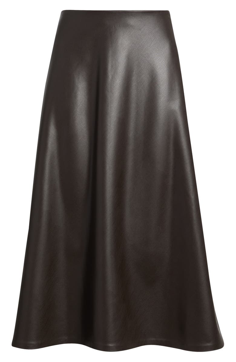 Anne Klein Faux Leather Bias A-Line Midi Skirt, Alternate, color, Deep Mahogany