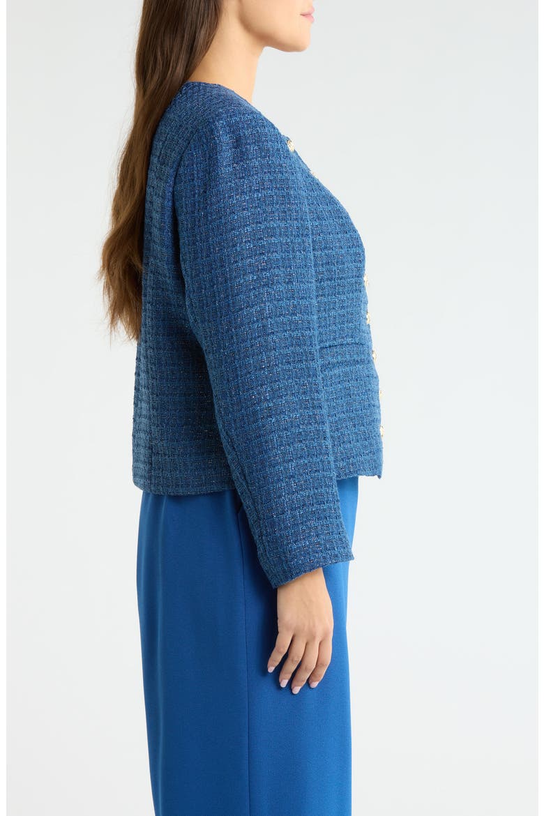 Collarless Bouclé Jacket, Alternate, color, RIVERSIDE BLUE