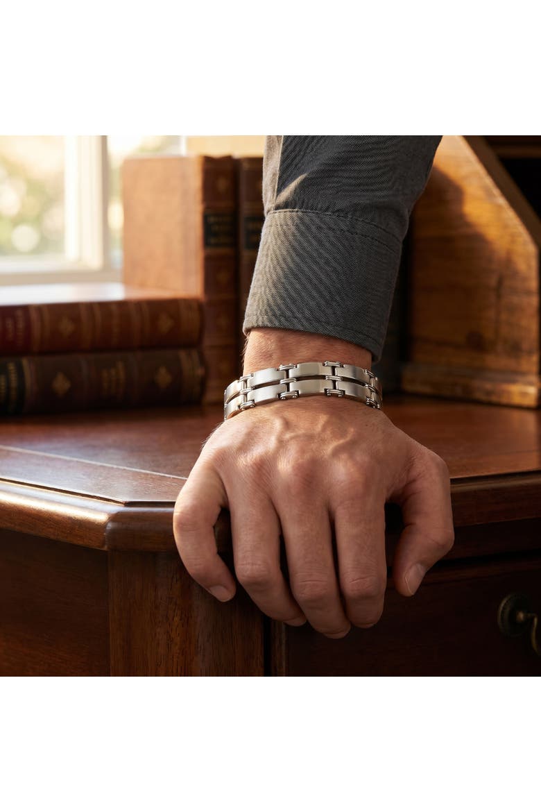 Men's Single Tone Steel and Double Wide LInk  8.5" 15mm Bracelet, Alternate, color, Stainless Steel