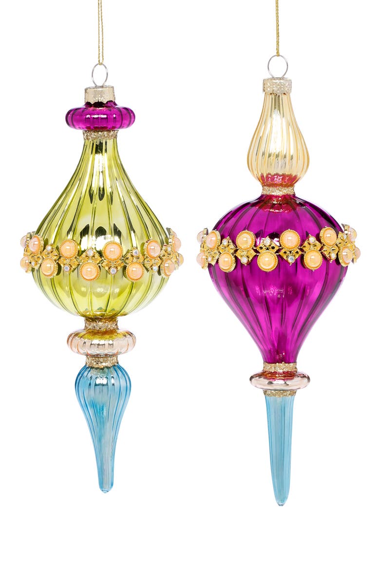 Bright Finial Drop Ornament, Box of 6, Main, color, Fuschia