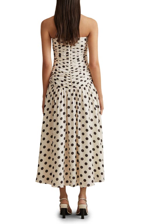 Reiss Rue Polka-dot Woven Maxi Dress In Stone/black