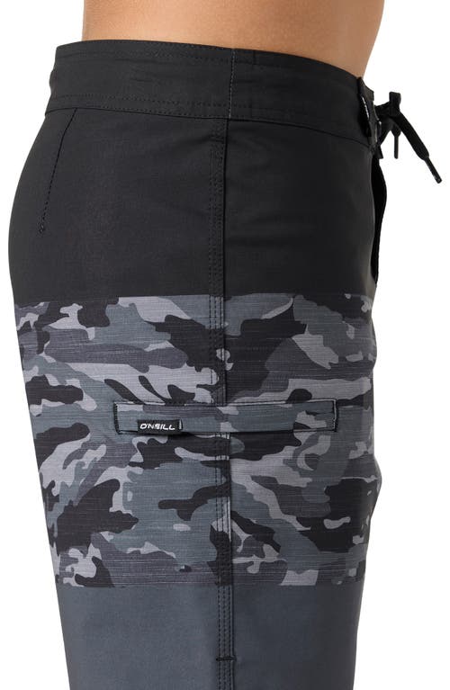 O'neill Kids' Hyperfreak Heat Block Swim Trunks In Black Camo