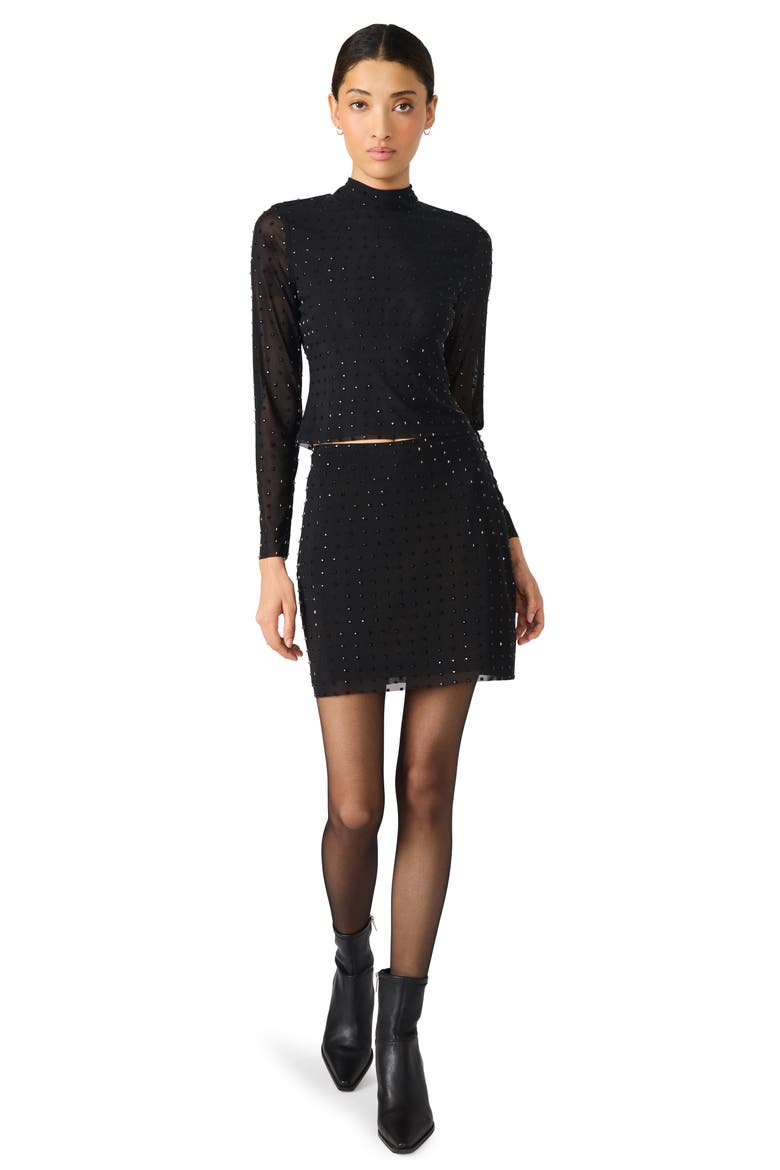 Keily Stud Miniskirt, Alternate, color, BLACK