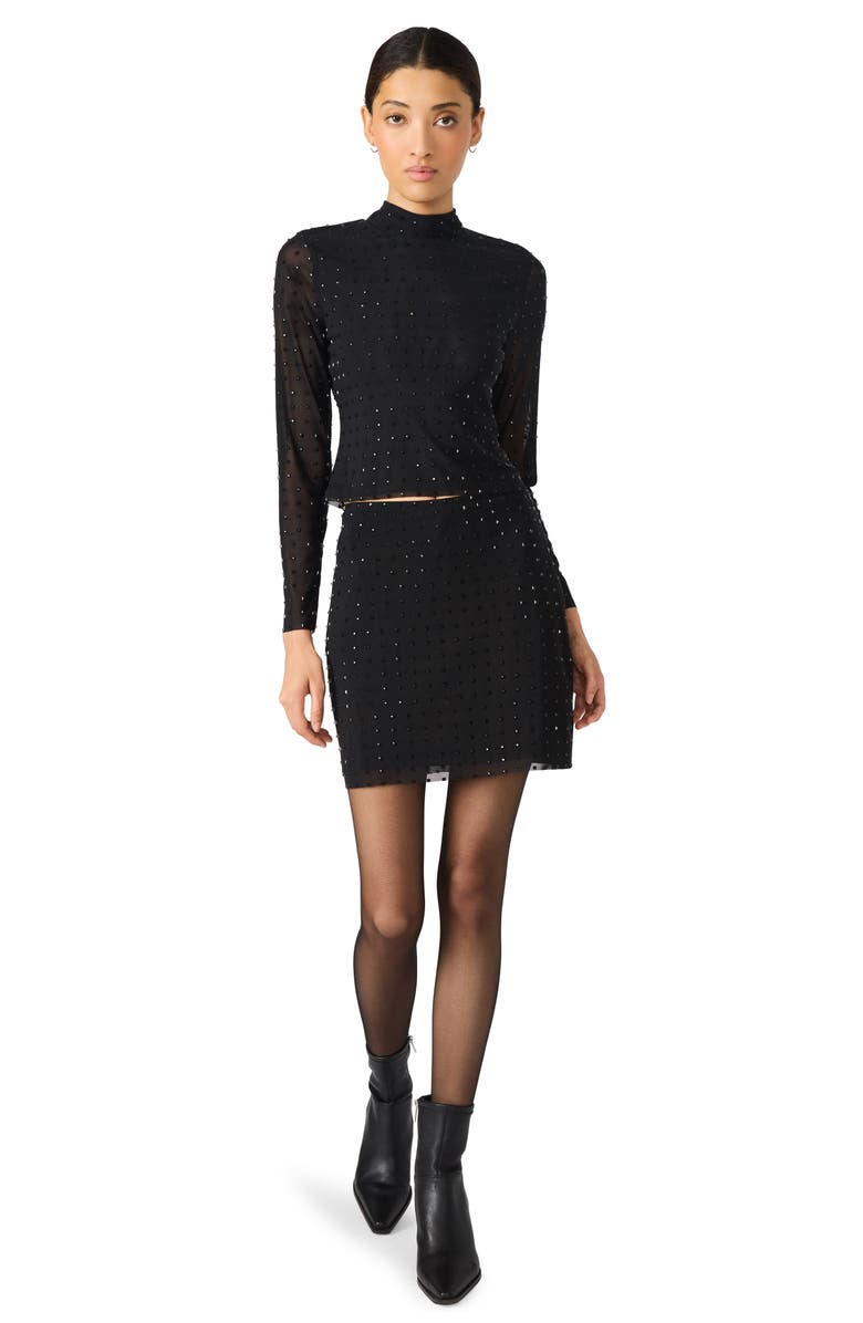 Steve Madden Keily Stud Miniskirt, Alternate, color, Black