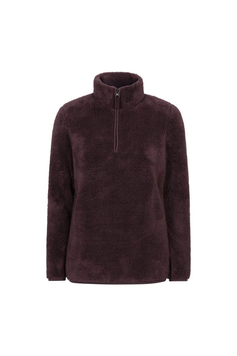 Teddy Fleece Quarter Zip Fleece Top, Main, color, Brown