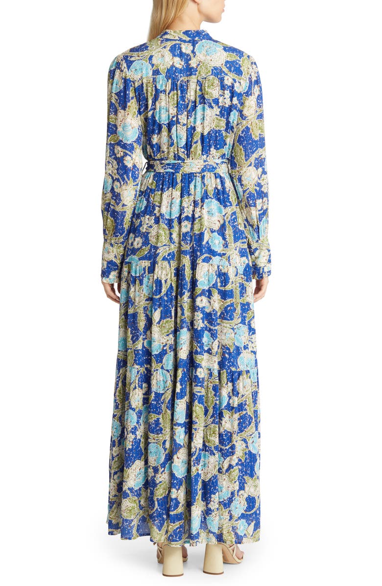 BTFL-life Anniki Floral Long Sleeve Maxi Wrap Dress, Alternate, color, Blue