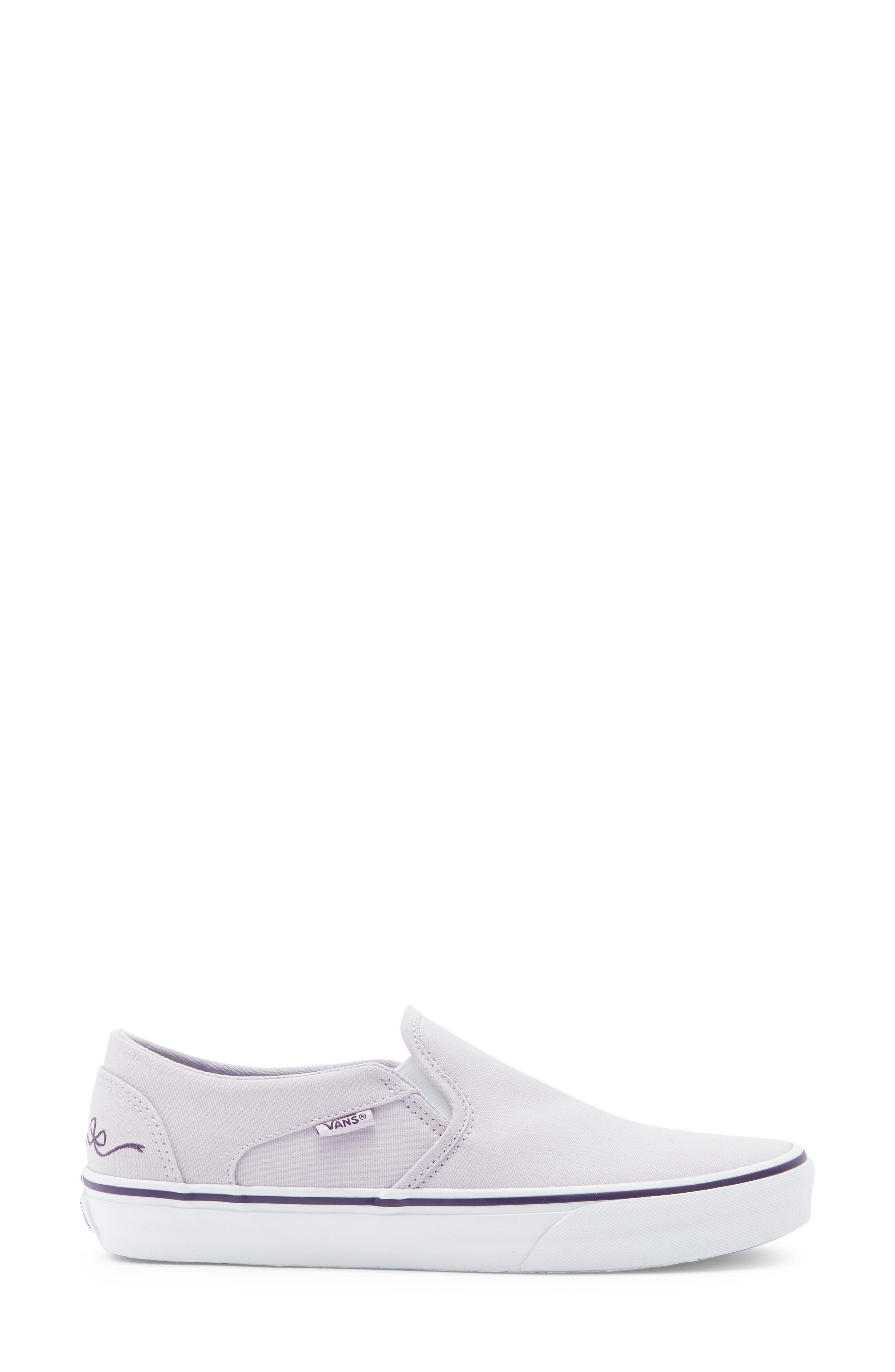 Vans Asher Slip-On Sneaker, Alternate, color, Mono Embroidery Lilac Mist