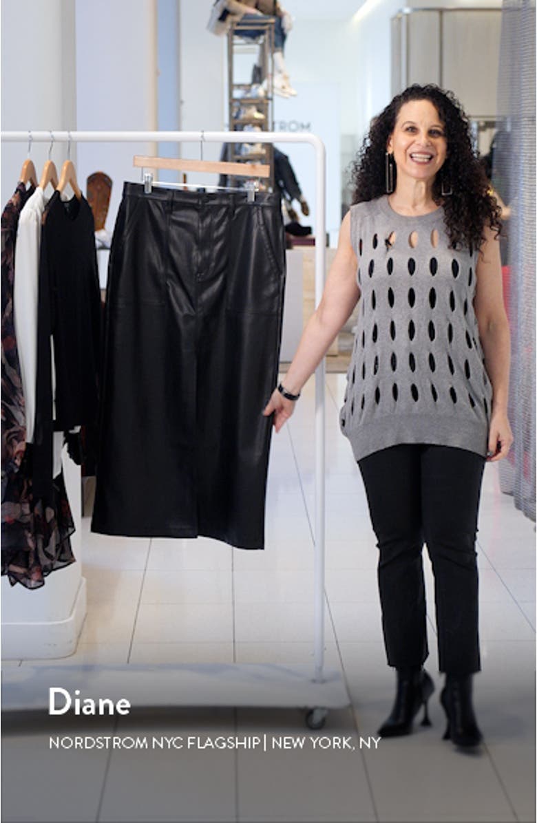 Alice Utility Faux Leather Midi Skirt, sales video thumbnail