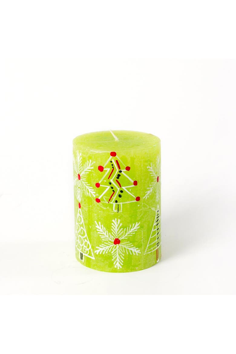 Whimsy Christmas Painted Pillar Candle, Main, color, Whimsy Christmas - 3x4"