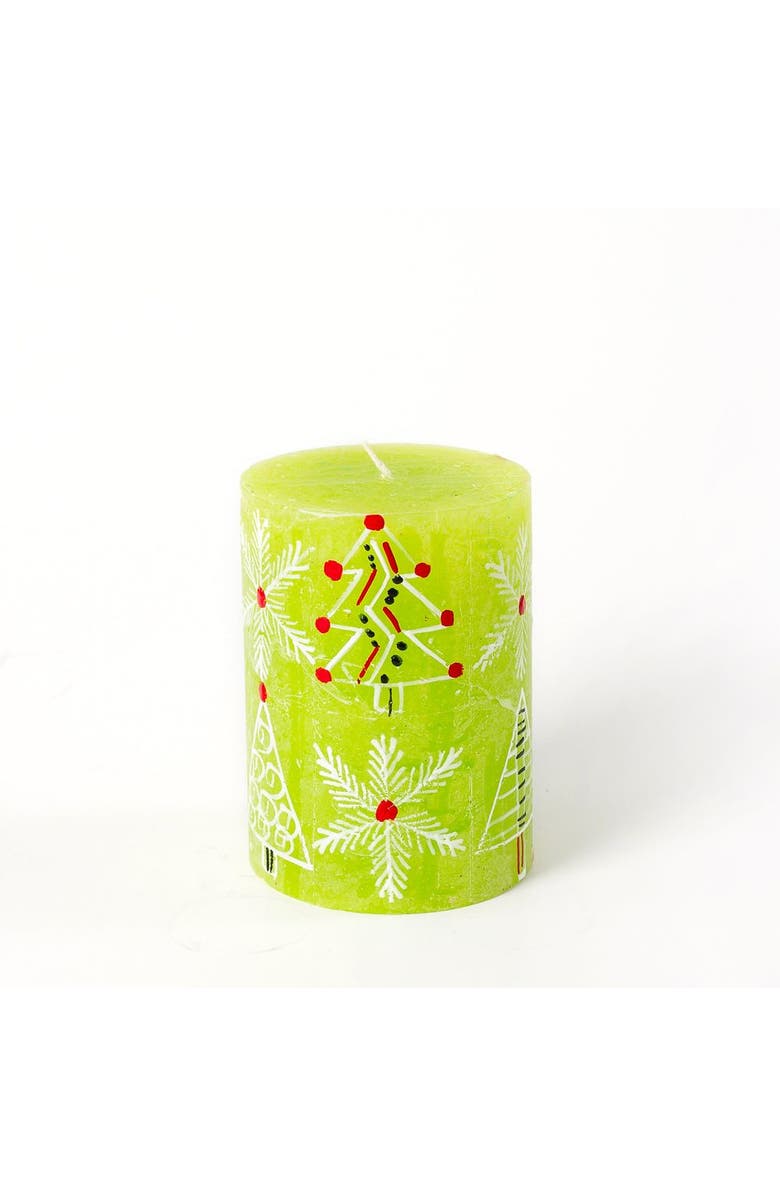 Thumbprint Artifacts Whimsy Christmas Painted Pillar Candle, Main, color, Whimsy Christmas - 3X4"