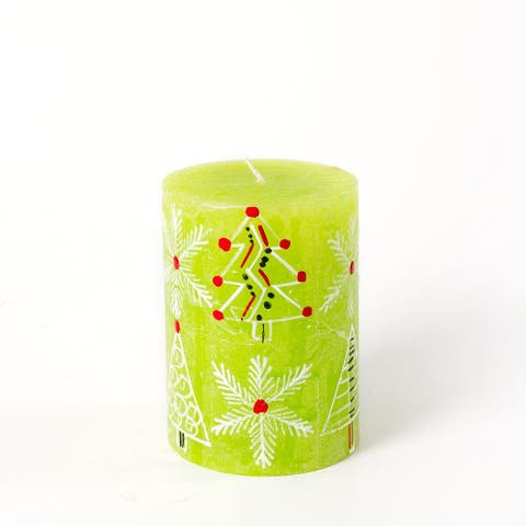 Whimsy Christmas Painted Pillar Candle