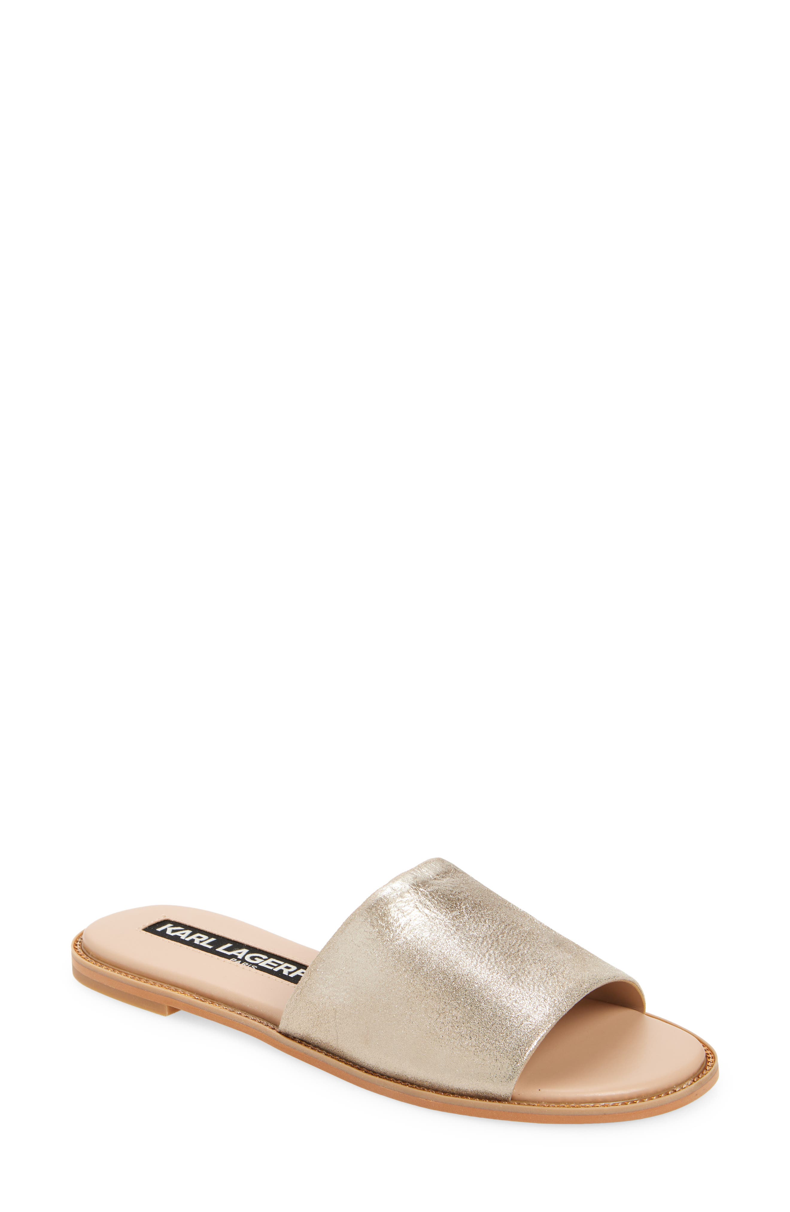 KARL LAGERFELD PARIS Gloria Flat Slide Sandal, Main, color, Champagne