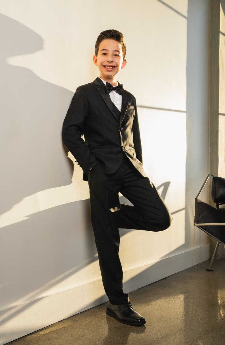 Peanut Butter Collection Kids' 007 5-Piece Slim Fit Tuxedo, Alternate, color, Black