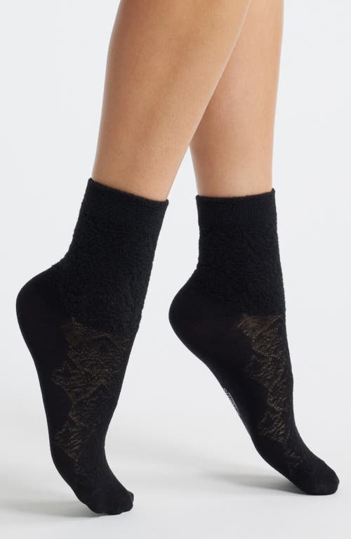 Stems Fleur Cotton Blend Crew Socks In Black