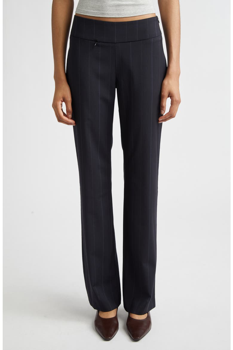 Saba Pinstripe Low Waist Straight Leg Pants, Alternate, color, BLUE