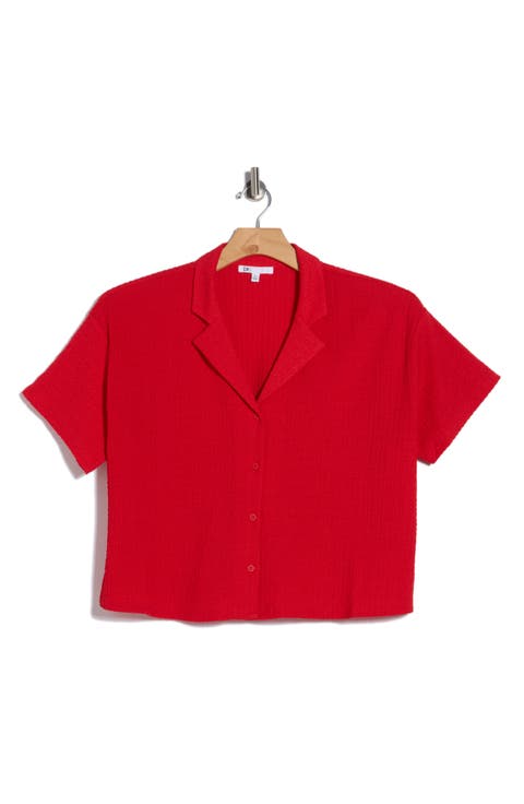 Short Sleeve Knit Button-Up Shirt