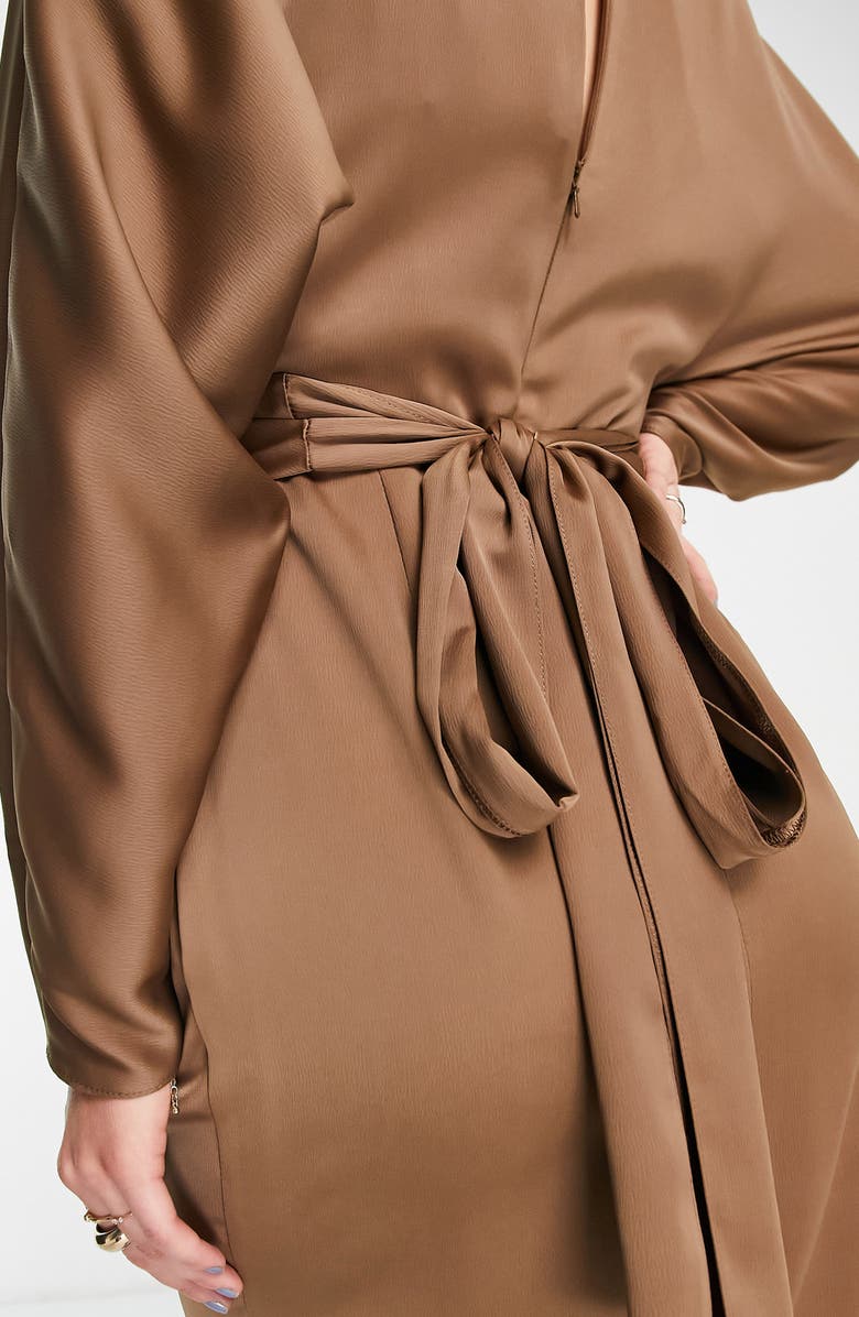 ASOS DESIGN Long Sleeve Satin Dress, Alternate, color, 