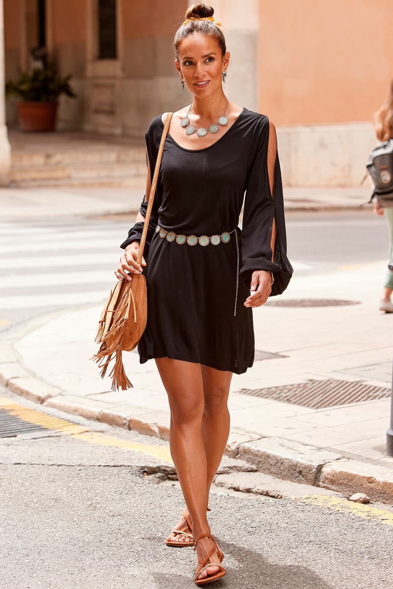 Cold Shoulder Dress, Alternate, color, Black