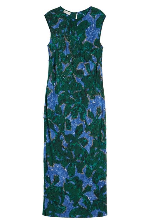 Shop Dries Van Noten Depal Print Embellished Silk Midi Dress In Malachite