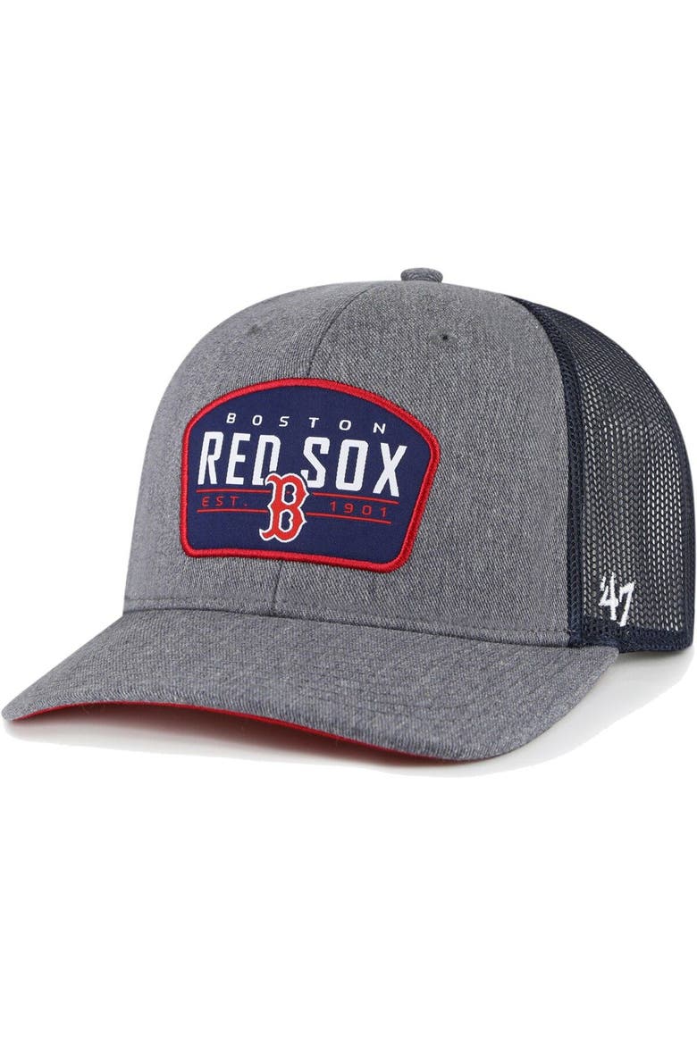 Men's '47 Charcoal Boston Red Sox Slate Trucker Snapback Hat, Main, color, Charcoal