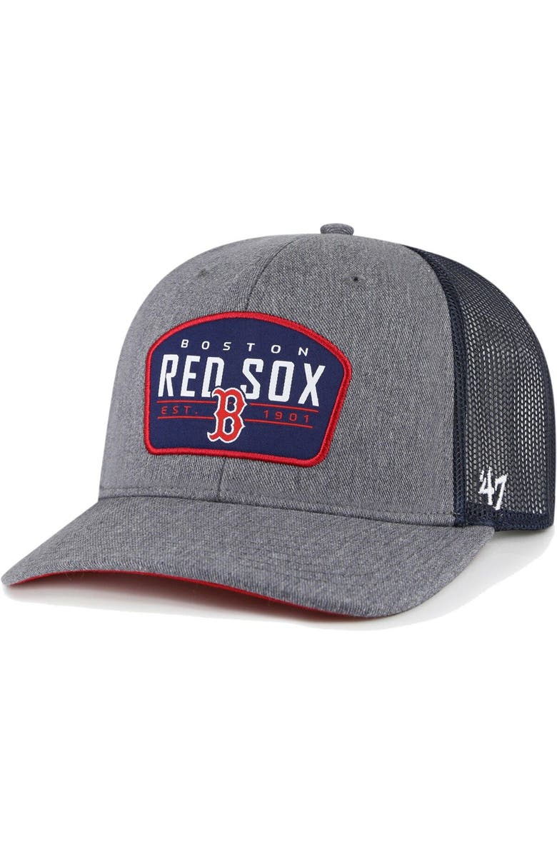 '47 Men's '47 Charcoal Boston Red Sox Slate Trucker Snapback Hat, Main, color,