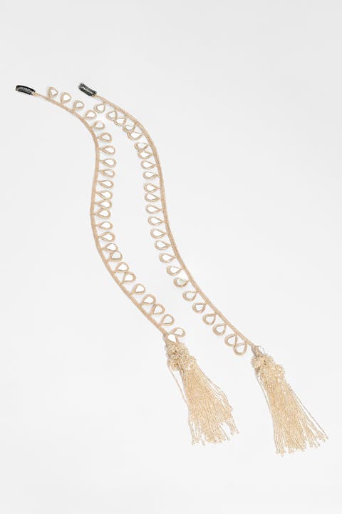 Mirror Tassel Gold Braid Chain - Set of 2