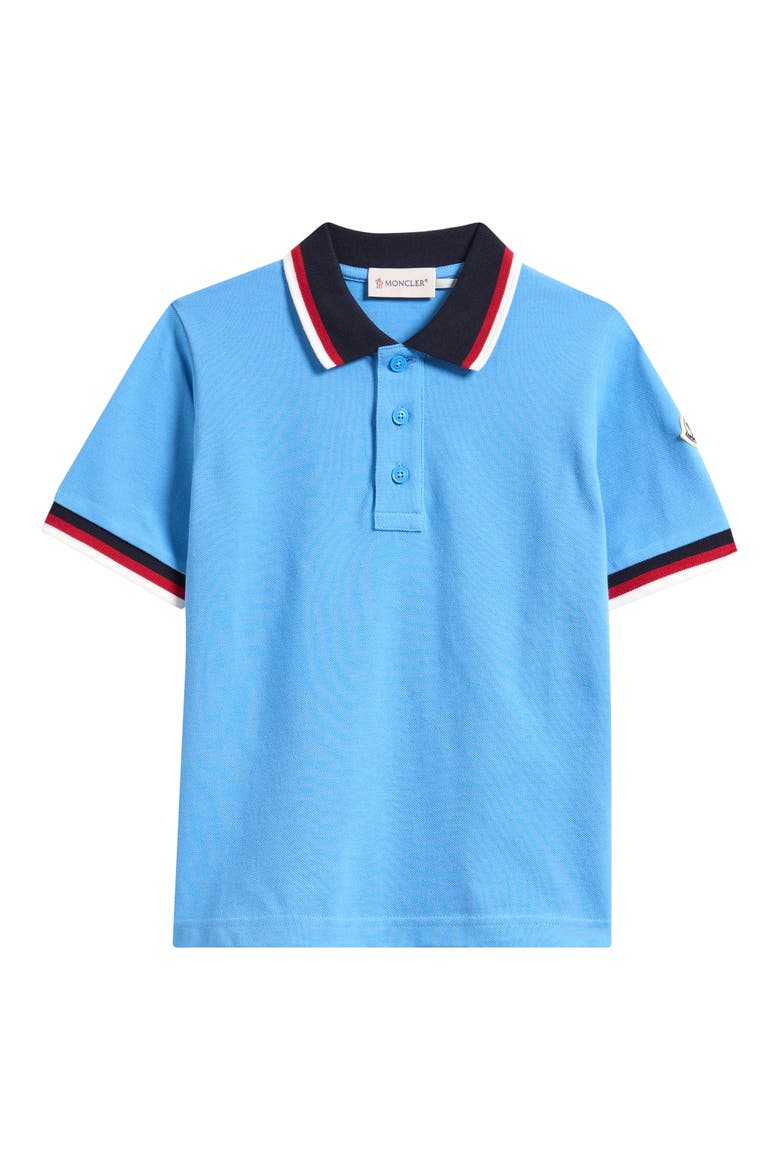 Kids' Tipped Cotton Piqué Polo, Main, color, BLUE