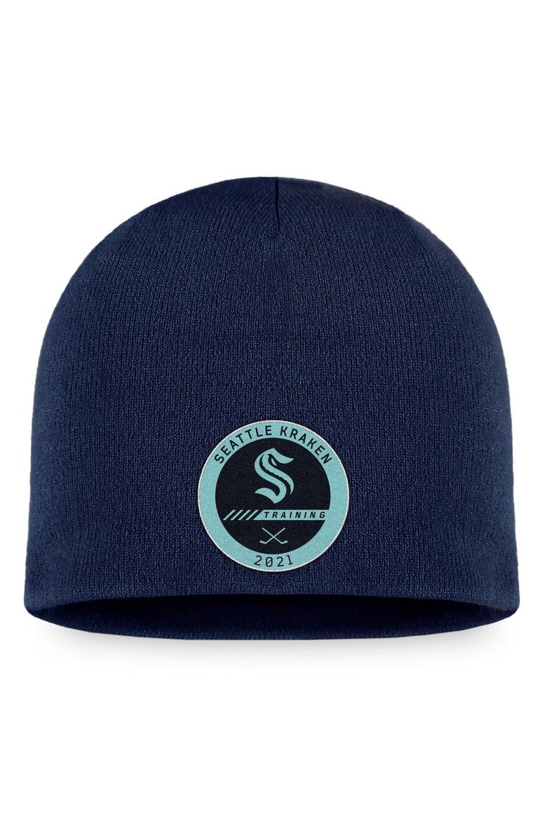Men's Fanatics Branded Deep Sea Blue Seattle Kraken 2022 Training Camp Authentic Pro Beanie, Main, color, Navy