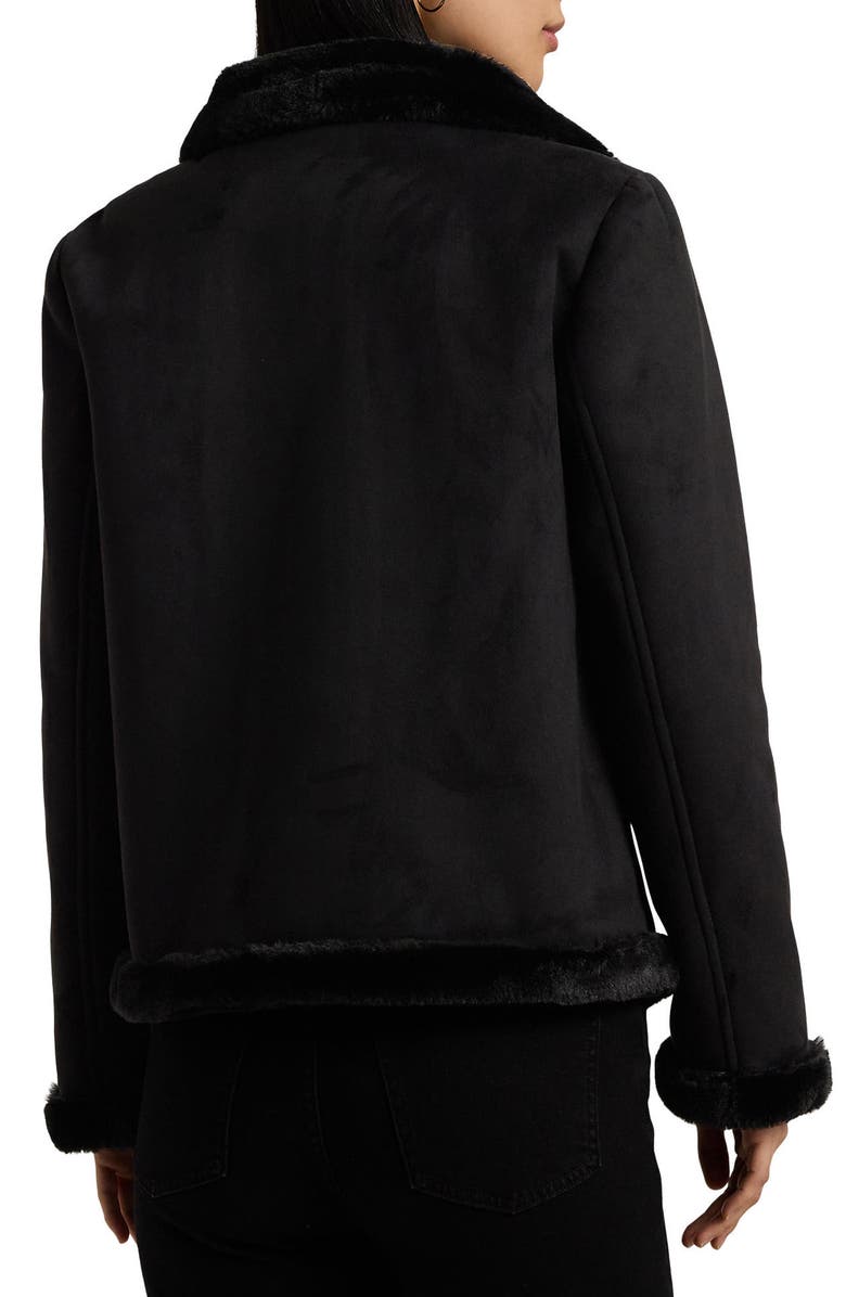 Lauren Ralph Lauren Faux Shearling Jacket, Alternate, color, Black