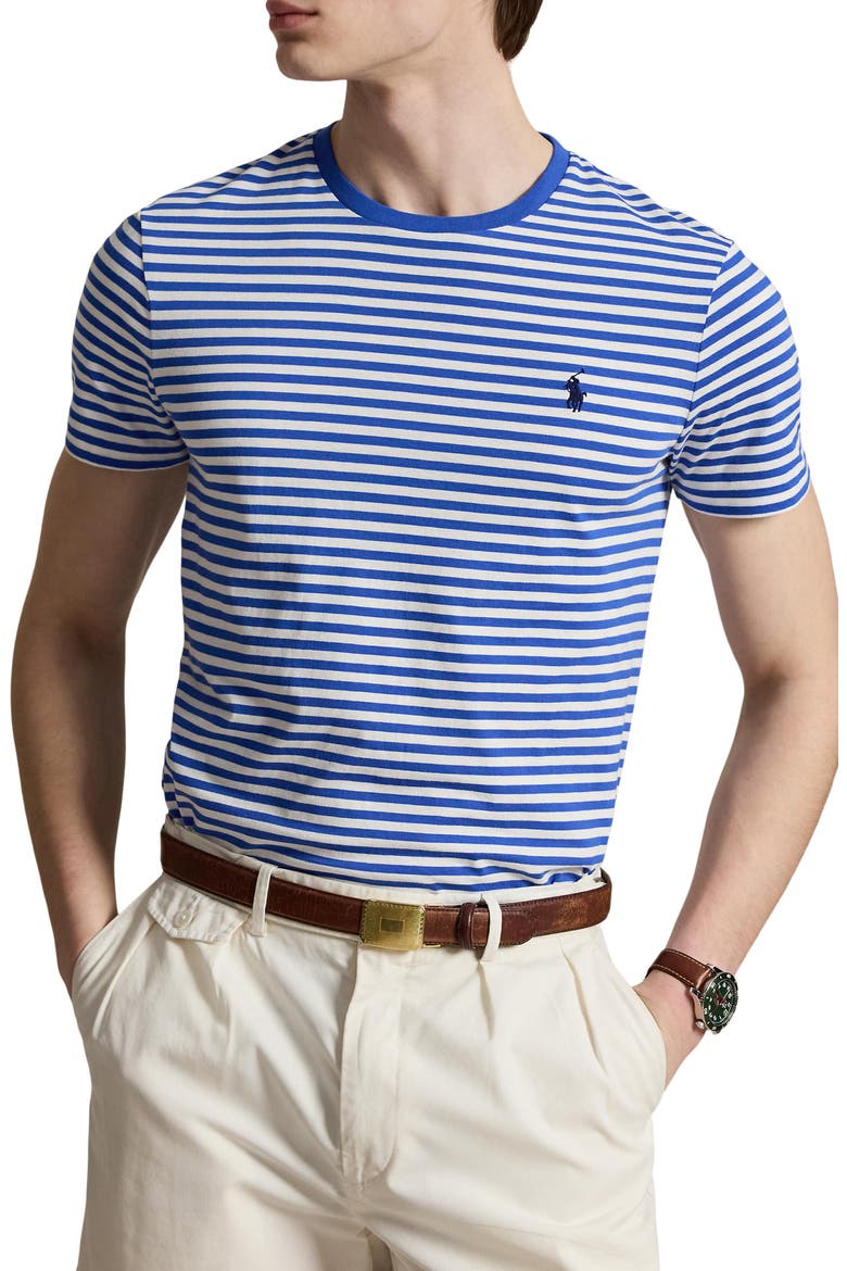Classic Fit Stripe Cotton T-Shirt, Main, color, NEW IRIS BLUE/ WHITE