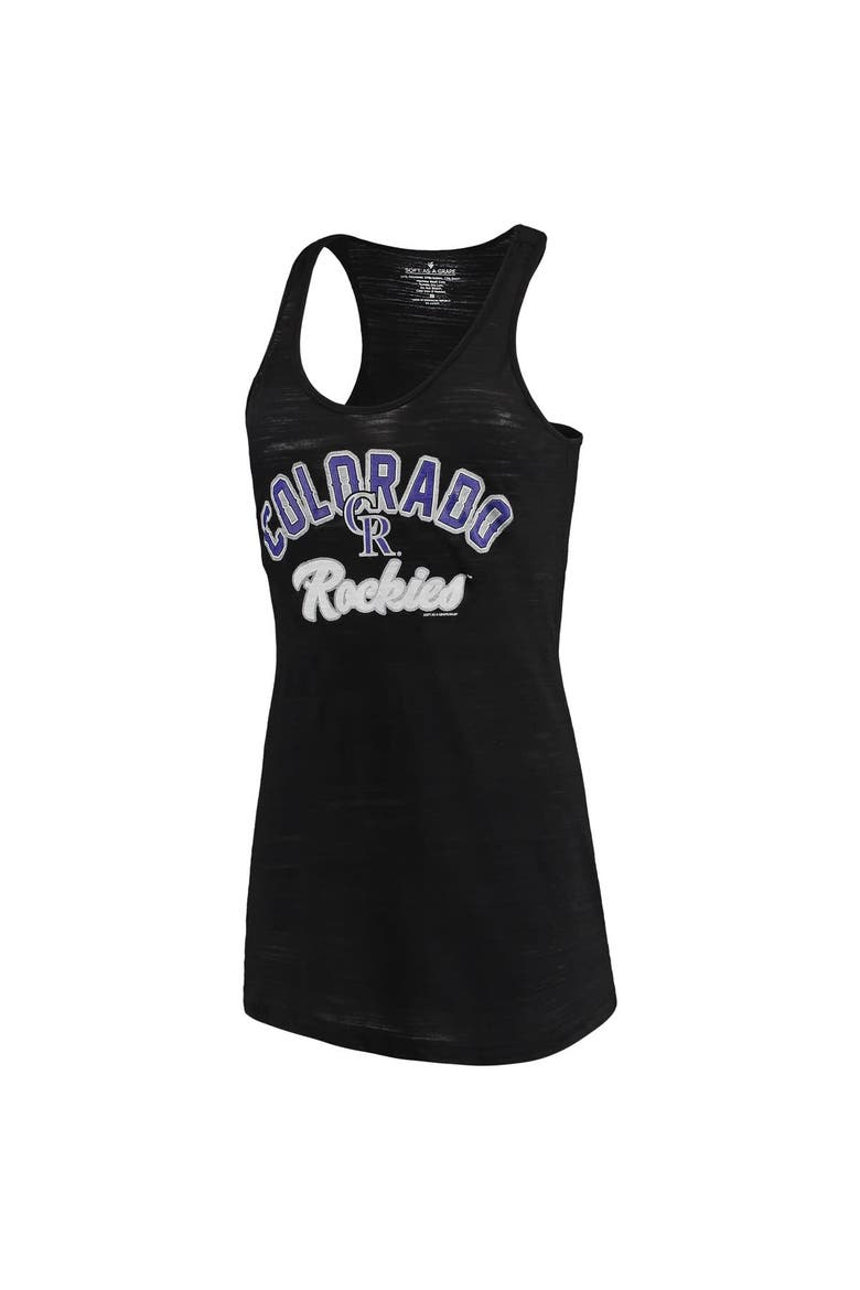 Women's Soft as a Grape Black Colorado Rockies Multicount Racerback Tank Top, Main, color, Black