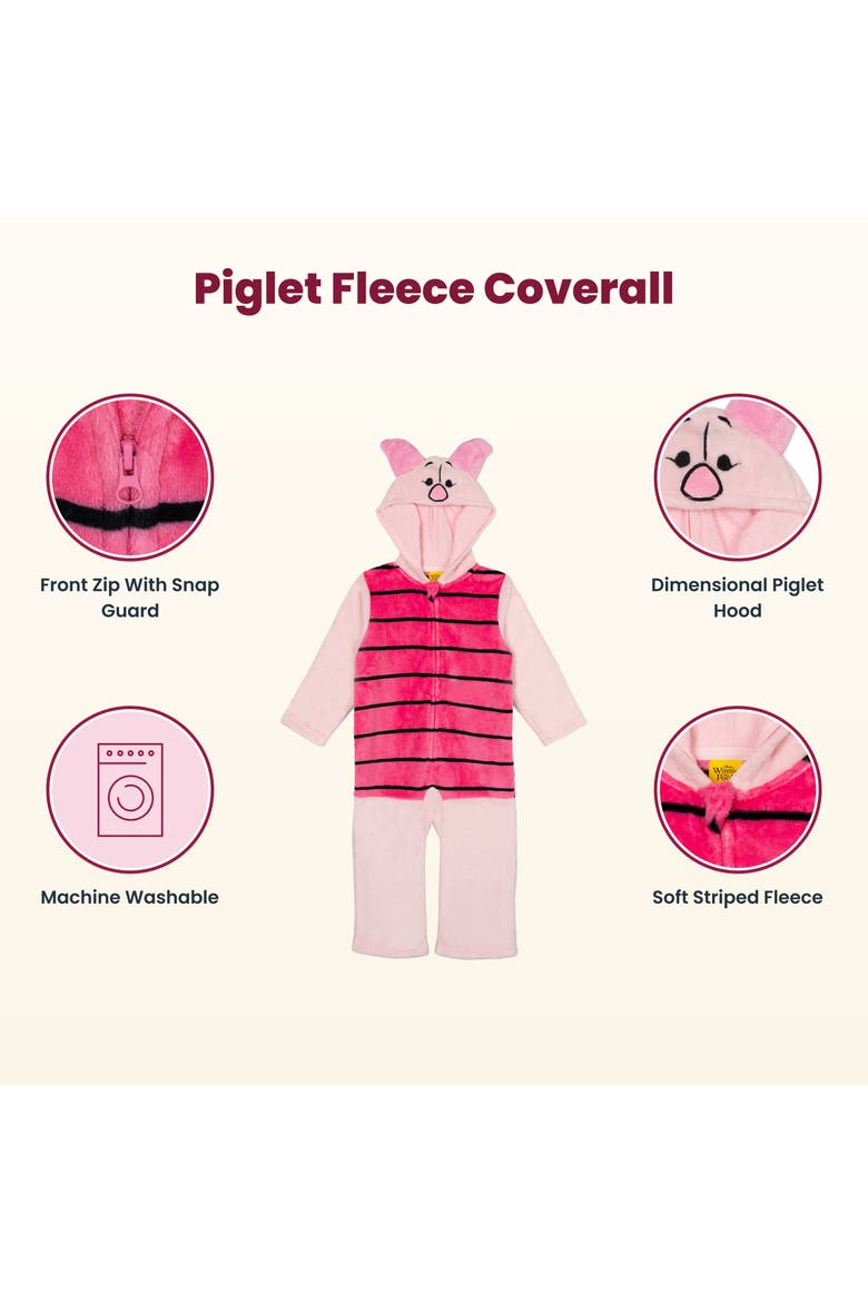Winnie the Pooh Fleece Hooded Coverall, Alternate, color, Piglet Pink Stripe