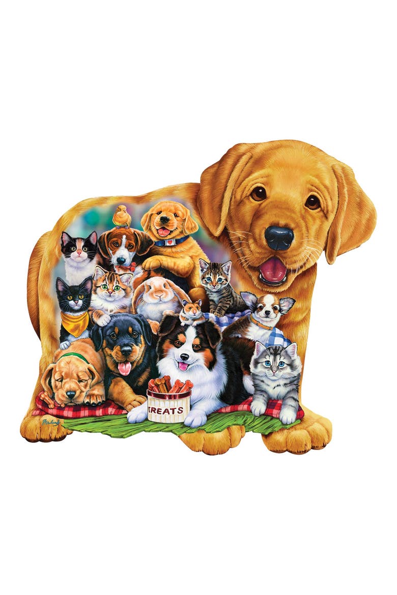 Puppy & Dinosaur 100-Piece Shaped Puzzles, Alternate, color, Multicolored