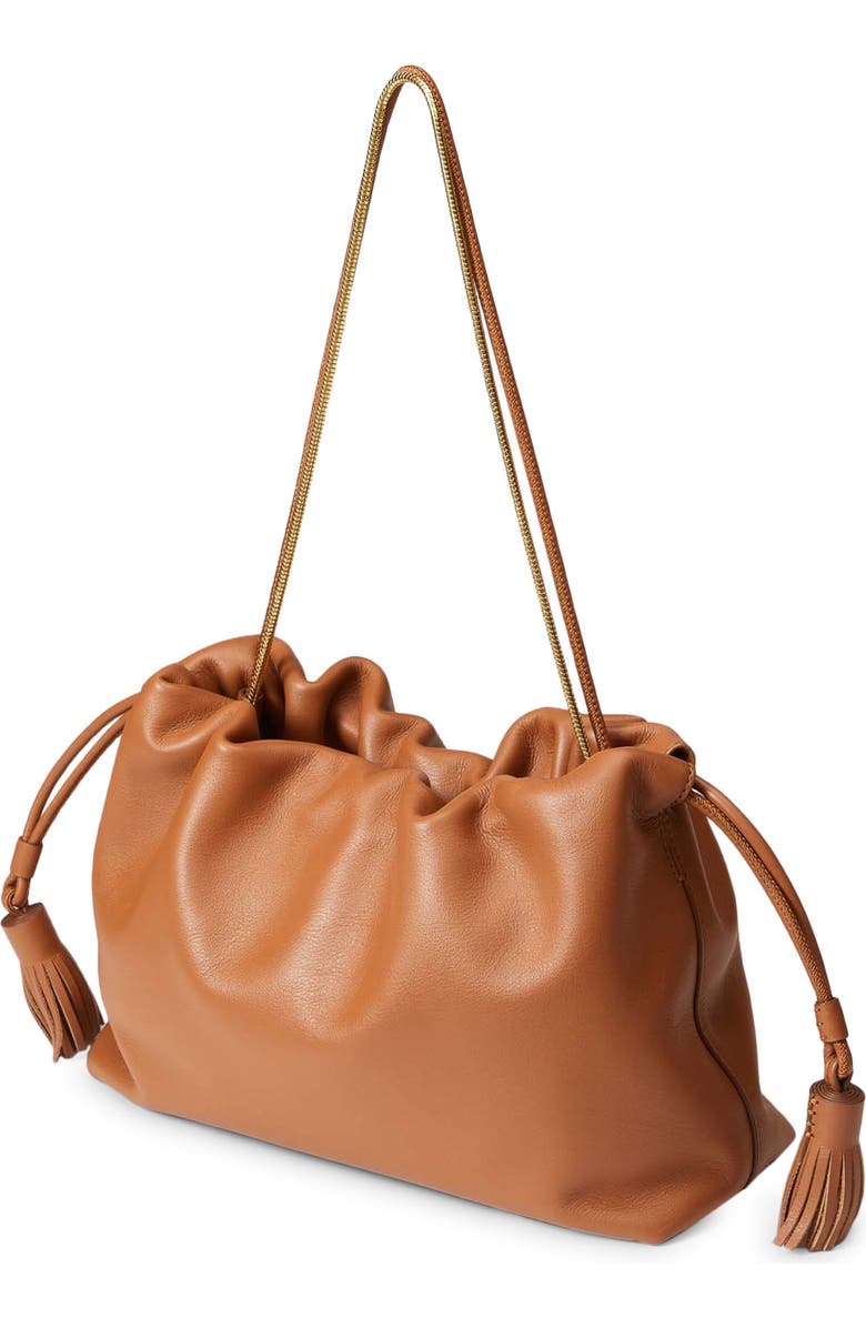 Veronica Beard Stash Leather Drawstring Clutch, Alternate, color, Hazelwood