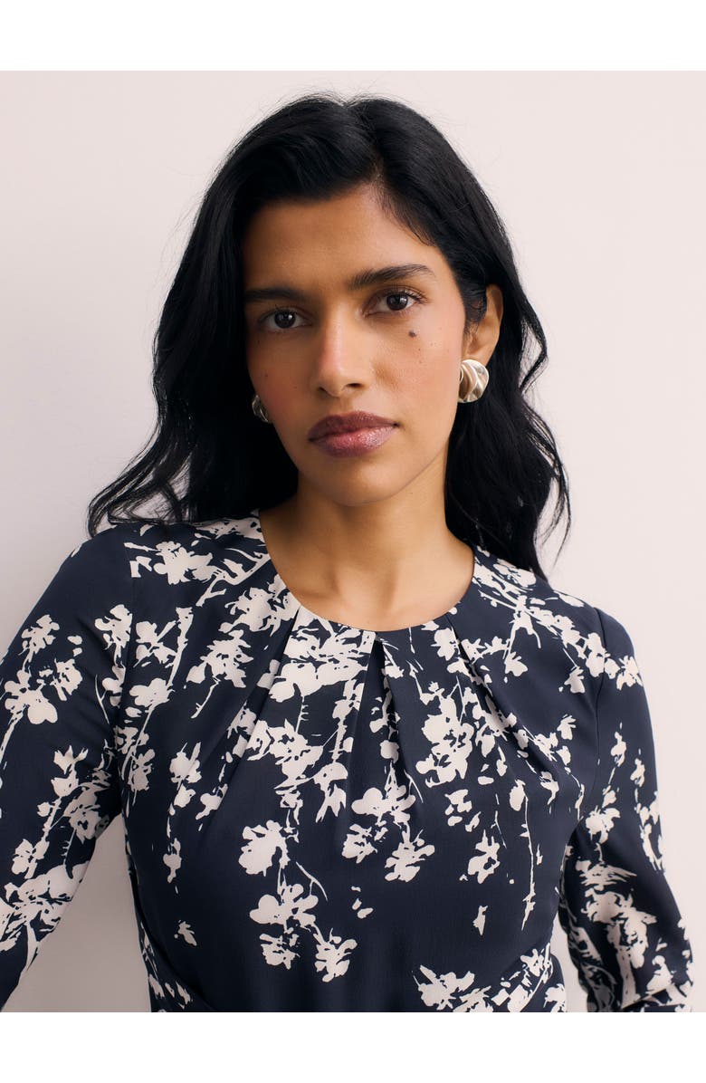 The Fold Rosaire Floral Print Dress, Alternate, color, Navy