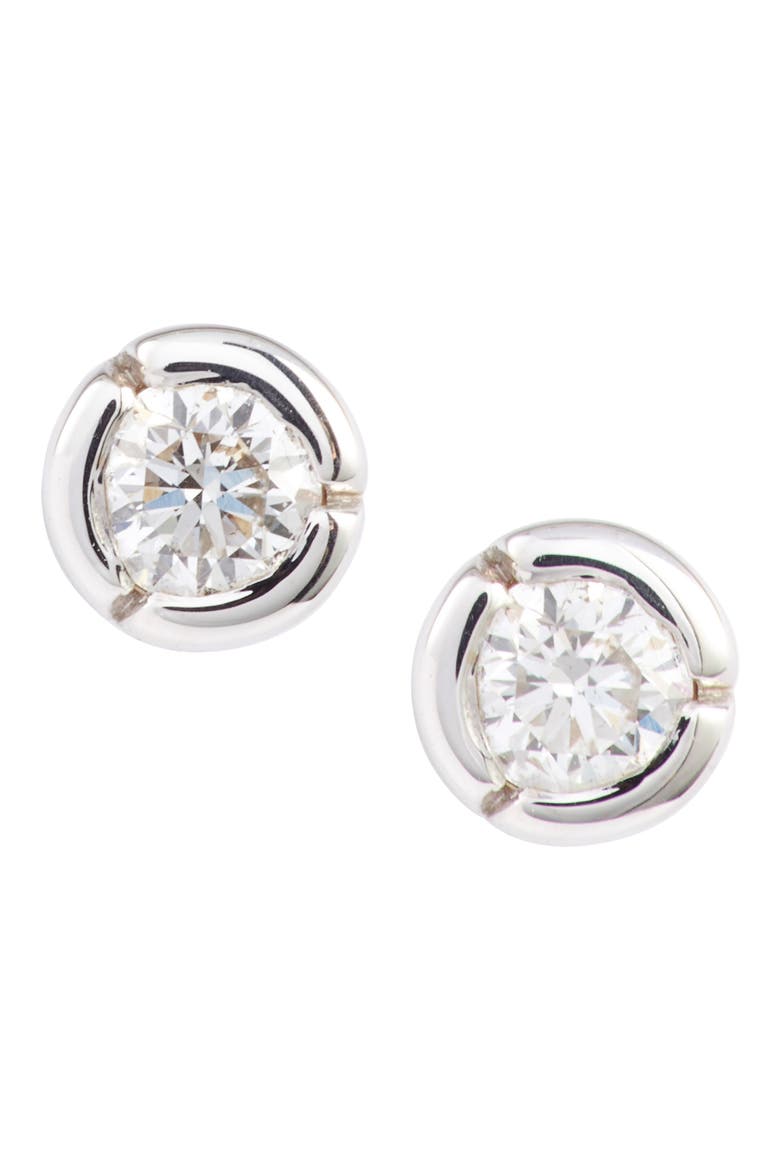 Petite Bezel Diamond Stud Earrings (Nordstrom Exclusive), Main, color, WHITE GOLD/ DIAMOND