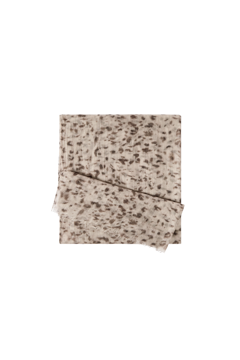Lynx print cashmere scarf, Alternate, color, Beige