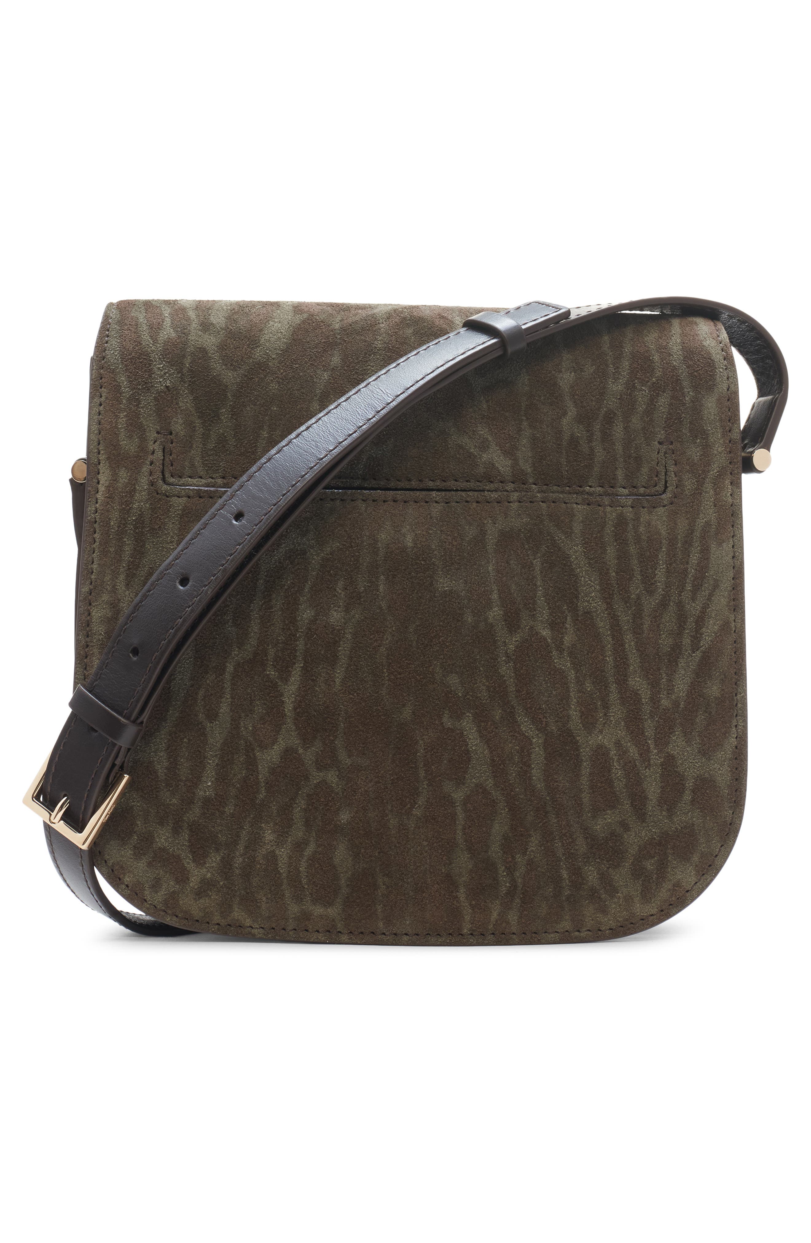 TOM FORD Mini Tara Animal Print Suede Crossbody Bag, Alternate, color, Brown/ Khaki