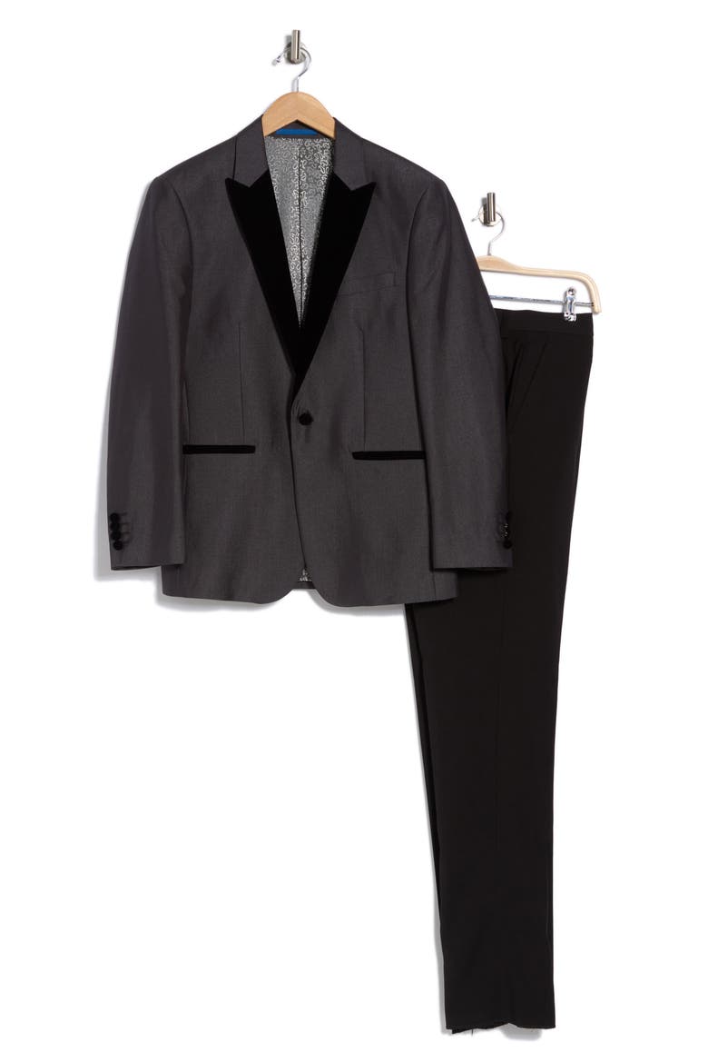 Velvet Trim Tuxedo with Vest, Alternate, color, GREY