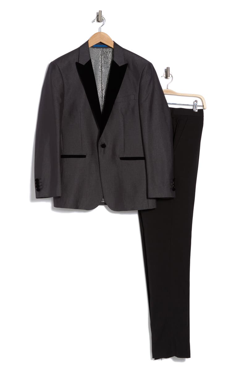 Gino Vitale Velvet Trim Tuxedo with Vest, Alternate, color, Grey