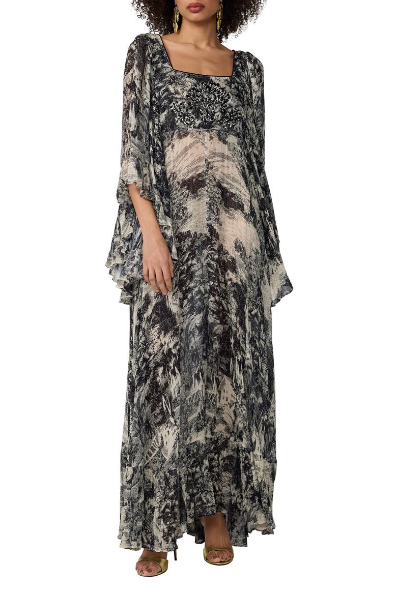 Uma Abstract Print Maxi Dress, Main, color, PAYSAGE BLACK