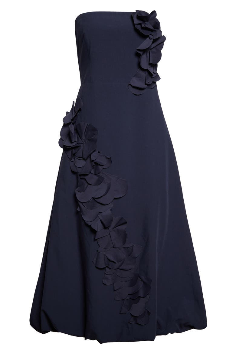 Zaria Floral Strapless Midi Dress, Alternate, color, NAVY