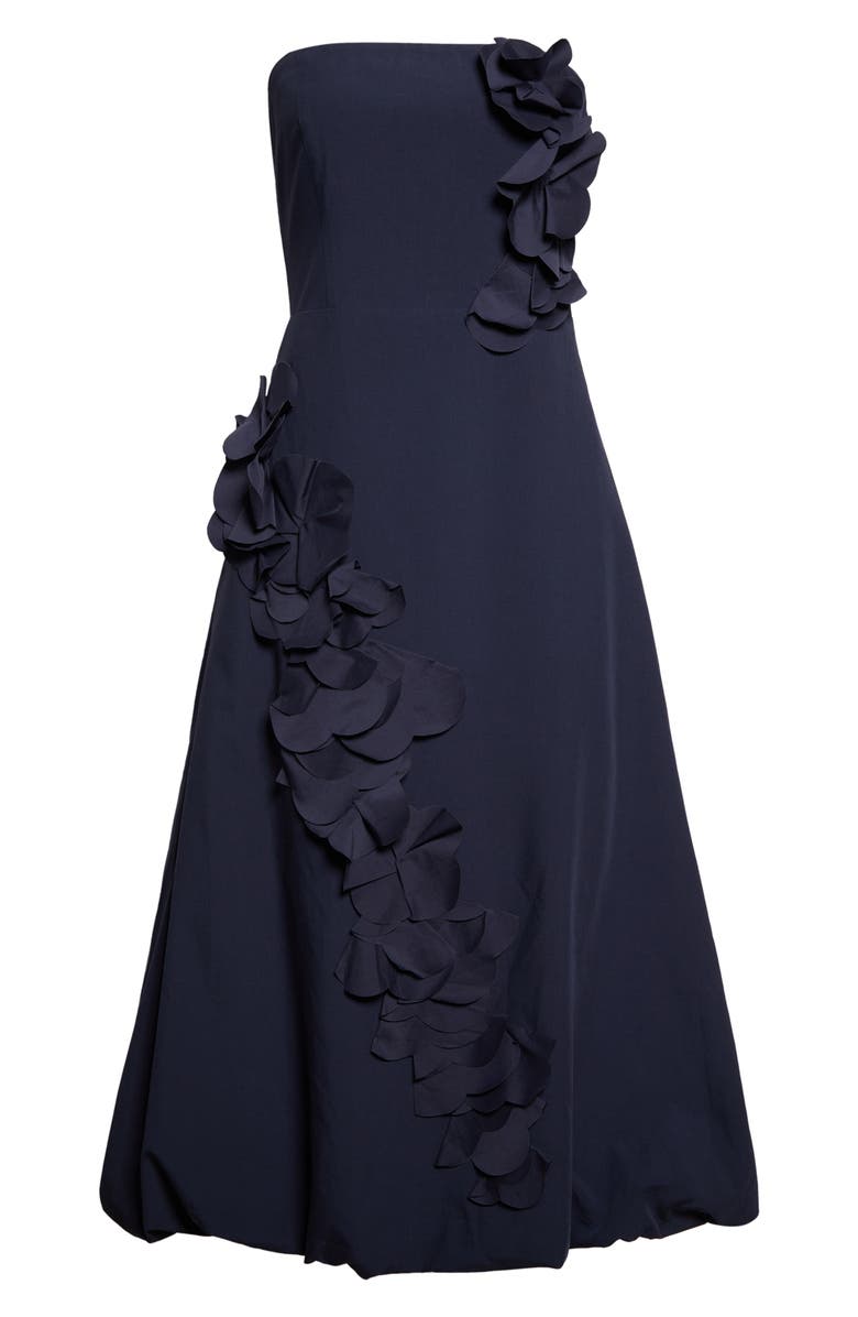 Ramy Brook Zaria Floral Strapless Midi Dress, Alternate, color, Navy